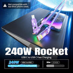 240W USB C Cable,4 in 1 Charging Cable Fast Charging & Data Sync,Multi USB Charging Cable with Breathing Light,Charger Cord for iPhone 17/16/15 14 13 iPad Galaxy MacBook iPad Tablets,Purple 5Ft