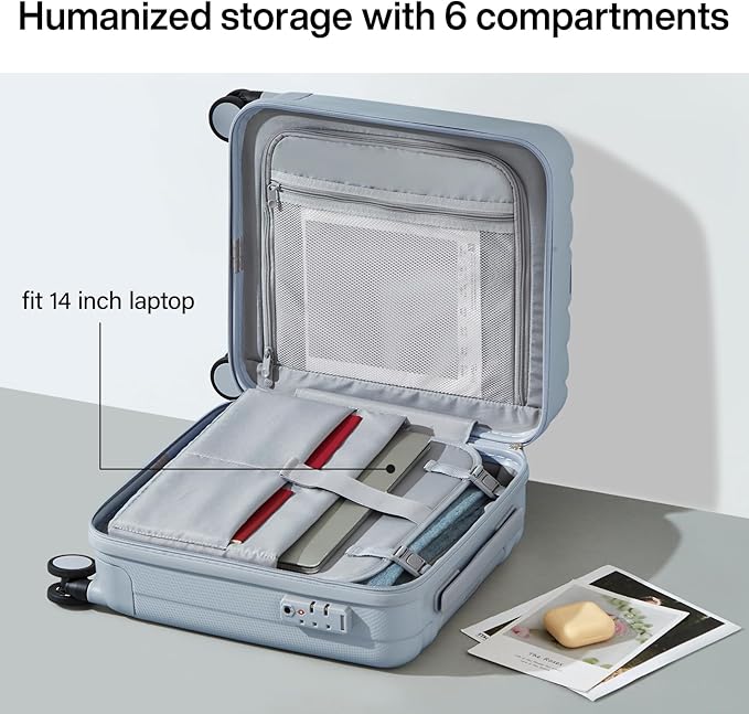 Hanke 16 inch Underseat Carry on Suitcases with Wheels,Lightweight Hard Shell Carry on Luggage with Wheels for Weekender,Travel Approved Small Suitcase,Travel Luggage for Womem Men,Gray.