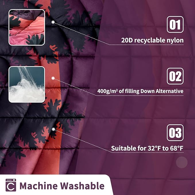 Camping Blanket,Lightweight Puffy Printed Camping Blanket Packable Outdoor Blanket for Camping,Traveling, Stadium, Hiking, Picnics