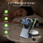 Foldable Wireless Charger 3 in 1 - Magnetic Wireless Charging Station for Apple Magsafe Charger Stand with Light,Aluminum Portable Travel Charger Dock for iPhone 17/16/15/14/13/12,Apple Watch,AirPods
