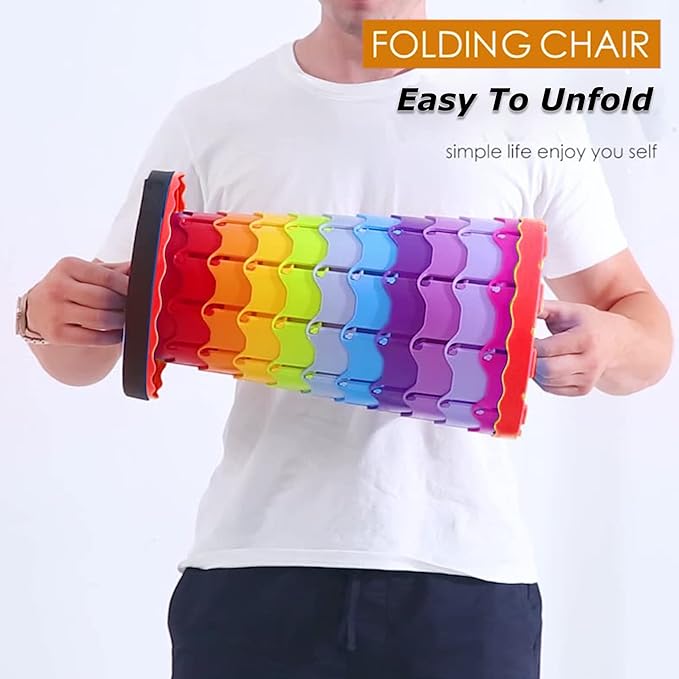 Upgraded Portable Folding Stool, Camping Retractable Seat for Adults Outdoor, Travel, Barbecue, Fishing, Waiting in Line Lightweight Chair 2022 Second Generation (Bluish Black)