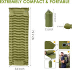 Self Inflating Sleeping Pad for Camping, Portable 4" Extra-Thick Camping Cots for Adults with Pillows & Built-in Foot Pump, Ultralight Camping Mattress for Tent Hiking Essentials Gear (Green, Single)