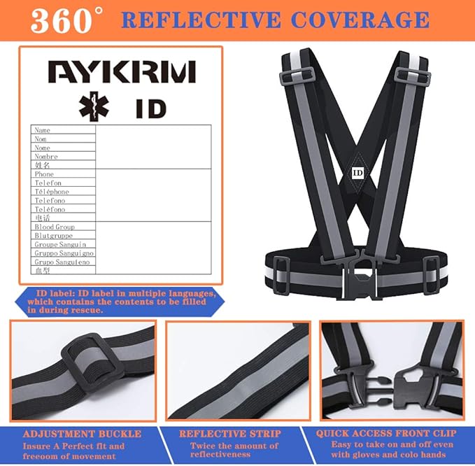 AYKRM 9 color High Visibility Reflective Vest Running Gear High Vis Adjustable Safety Vest