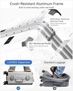 Checked Luggage with Spinner Wheels, 8010S Aluminum Frame Zipperless Polycarbonate Hard Shell Suitcase (ZX-Core, Silver, 24 Inch)