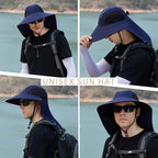 Sun Hat for Men Women with Neck Flap,UPF 50+ UV Protective Hiking Fishing Hats,Wide Brim Sun Hat for Women&Men