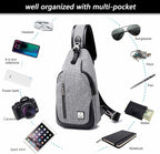 Small Sling Bag Crossbody Backpack Over the Shoulder Bag for Men Women Travel Outdoors, Lightweight Sling Chest Pack (Small, Grey)