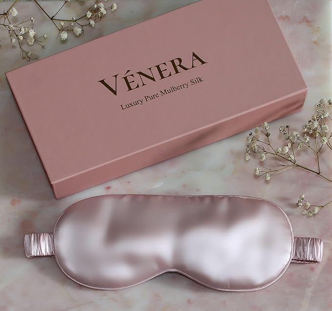 Silk Sleep Mask - 100% Pure 22 Momme Mulberry Silk Eye Sleeping Mask for Women and Men - Blackout Eye Mask for Sleeping (Light Pink)