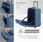 Verage Carry On Underseat Luggage with 2 Wheels & USB Port, 16 Inch Coast Blue Wheeled Spinner Bag Carry-on Luggages for Airlines, Lightweight Suitcase Men Women, Pilots and Crew