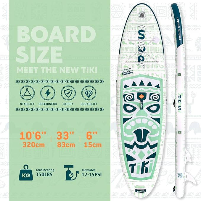 FunWater Inflatable Stand Up Paddle Board with Premium SUP Paddleboard Accessories, Anti-Slip EVA Deck, 11'/10'6'' Paddle Boards for Adults & Youth of All Skill Levels