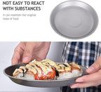 iBasingo Titanium Camping Plates with Mesh Bag - 174mm Ultralight Backpacking Dinnerware for Hiking, Survival Kit & Outdoor Cooking, 61g Ti1111T