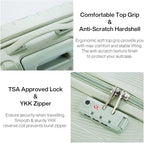 Hanke 14 Inch Underseat Carry On Luggage with Wheels Hard Shell Suitcases Carry On Bag Lightweight Small Mini Suitcase Travel Luggage for Travel（Bamboo Green）