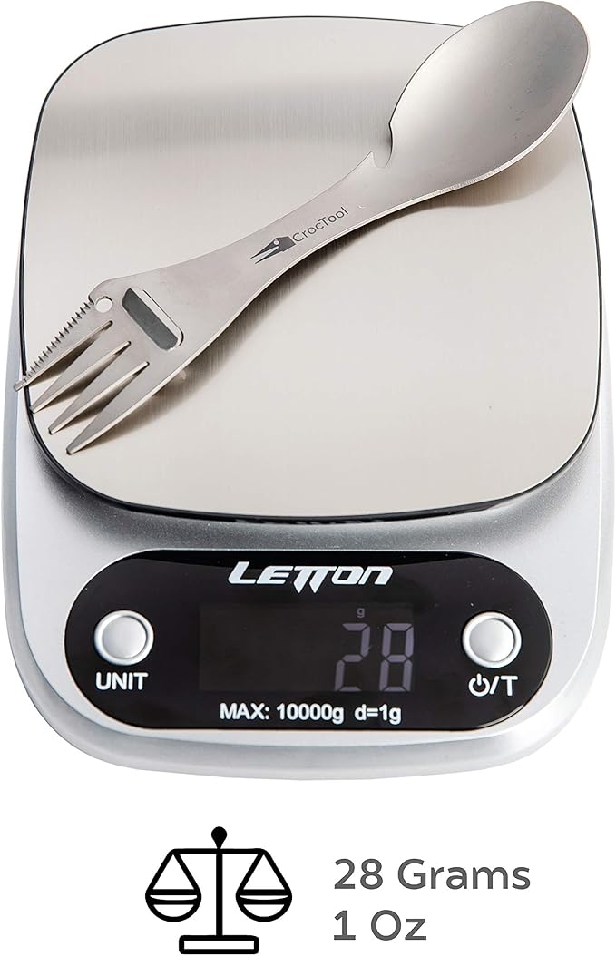 Spork Ultra Lightweight and Strong 5 in 1 Camping Utensil Set-Spoon+Fork+Knife+Peeler+Bottle Opener+Bag+Carry case. Ideal for Outdoors, Home or Office