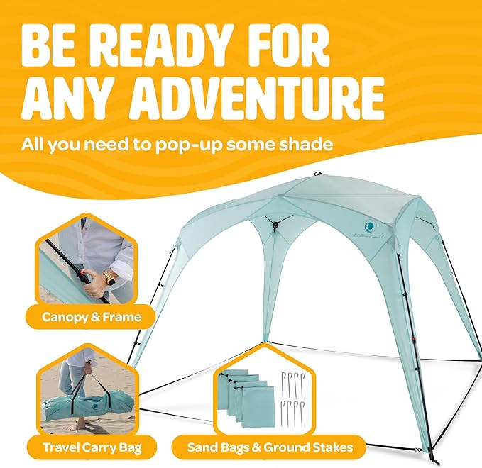 Pop Up Sun Canopy Shelter - Lightweight, Portable Outdoor Shelter with UPF 50+ Sun Protection & Easy Setup - Stable for Windy Conditions, Ideal for Beach, Picnic, Camping & More (Sweet Mint)