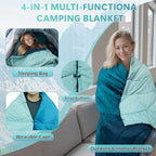 Outdoor Blanket, Waterproof Camping Blankets for Sleeping Packable Ultralight Puffy Camping Quilt for Hammock Hiking Picnic Stadium Beach Cold Weather 55"x78.8"