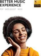 Picun B8 Bluetooth Headphones, 120H Playtime Headphone Wireless Bluetooth with 3 EQ Modes, Low Latency, Hands-Free Calls, Over Ear Headphones for Travel Home Office Cellphone PC Black