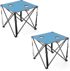 ARROWHEAD OUTDOOR 26” (66cm) Portable Camping Folding Table, 2 Cup Holders, Square, Carrying Case, Steel Frame, High-Grade 600D Canvas