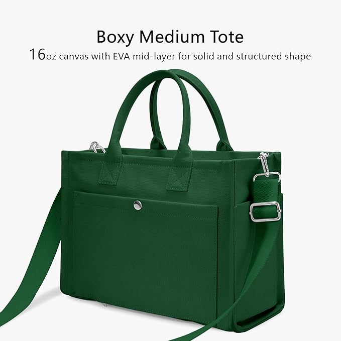 TOPDesign Heavy-Duty Canvas Tote Bag for Women, Adjustable Crossbody/Shoulder Handbag with 9 Pockets, Everything Tote