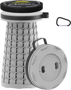 ALEVMOOM Upgraded Portable Collapsible Stool with Cushion, Telescoping Folding Stool for Adults, Lightweight Yet More Sturdy Capacity 600 lbs for Camping Fishing Hiking BBQ