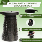 ALEVMOOM 2025 Upgraded XXL Collapsilbe Stool with Cushion,More Sturdy and Height 19.7“,D11.8”,Portable and Lightweight Adjustable Telescoping Stool for Camping Hiking BBQ Max Loading 1000Ibs