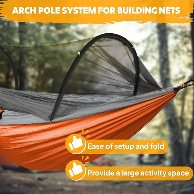 Chihee Ultra-Light Travel Camping Hammock Pop-up Net Hammock 660lbs Load Capacity,Breathable,Quick-Drying Parachute Nylon 2 Premium Carabiners,2 Tree Slings Included for Outdoor Backpacking Hiking