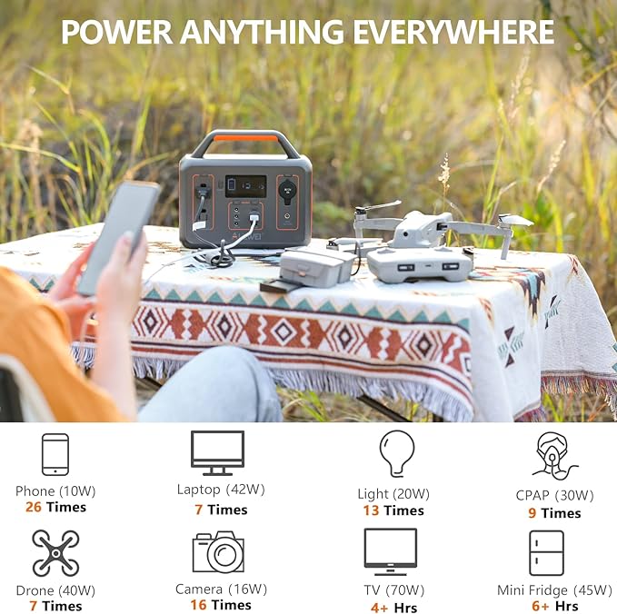 ALLWEI Portable Power Station 300W, 280Wh Solar Generator, 110V AC Outlet, Backup Lithium Battery LED Light for Outdoor Camping Emergency Home Backup(Renewed)