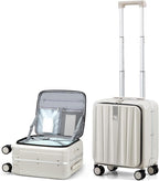 Hanke 16 Inch Underseat Carry On Luggage with Wheels,Small Hard Shell Suitcases for Weekender,Top Opening Lightweight Travel Luggage Suitcase for Womem Men,Ivory White.