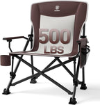 EVER ADVANCED Oversized Folding Camping Chair, for Adults Heavy Duty Lawn Chair with Side Pockets, Portable Collapsible Quad Chair for Outside, Support Up to 500lbs, Red