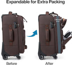 Hanke 24 inch Softside Expandable Luggage with Spinner Wheels, Medium Size Suitcase Checked Luggage Travel Luggage Rolling Suitcase,Coffee