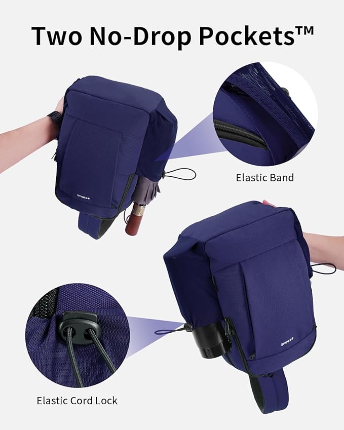 ECOHUB Crossbody Bags for Women Men, Anti-Theft RFID Blocking Roomy Sling Backpack with Sturdy SBS Zippers Water Resistant Chest Shoulder Bag Daypack with 9 Pockets Casual Walk Outdoor, Blue