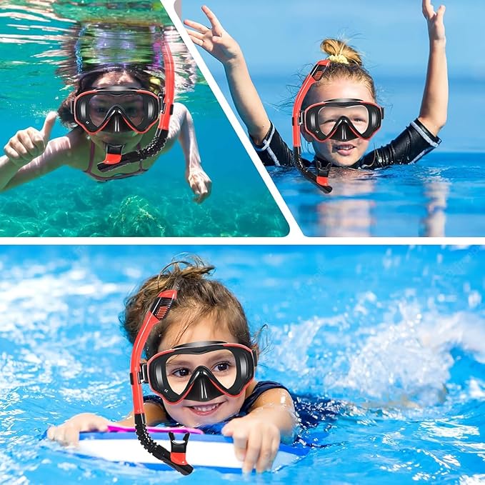Snorkeling Set for Kids, Full Dry Snorkeling Mask Set for Adults, Anti-Fog Protection, Unisex,HD Panoramic View, Snorkeling Gear for Kids 4-14 Age