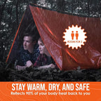 Go Time Gear Survival Life Tent • 2 Person Mylar Emergency Shelter Tube Tent + Paracord • All-Weather Protection for Camping, Hiking, & Survival Kits • Includes Emergency Whistle