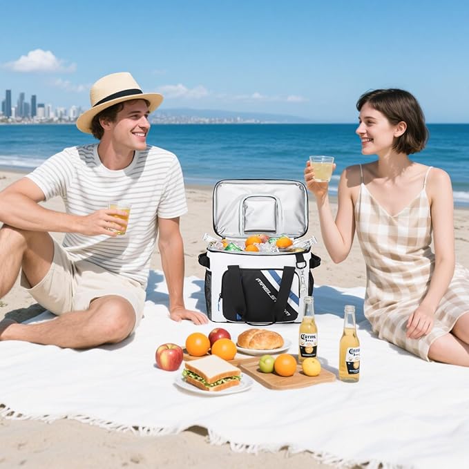 Maelstrom Cooler Bag, 30 Cans Beach Cooler, Large Leakproof Insulated Soft Cooler with Bottle Opener, Ice Chest, Portable Collapsible Cooler for Travel, Camping, Shopping