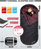 KingCamp Sleeping Bag for Adults, Cold Weather & Warm Extra Wide Big & Tall XL Portable Waterproof Flannel Sleeping Bags, Essentials Gear Accessories for Camping Backpacking Hiking Indoor & Outdoor