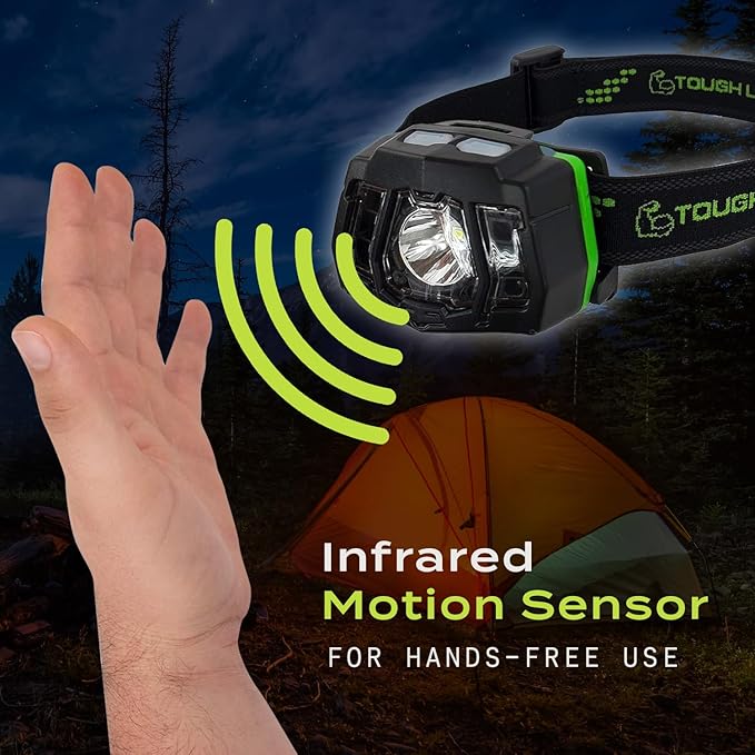 USB Rechargeable LED Headlamp Flashlight, Waterproof Headlight for Camping, Running, Hiking, Fishing, 7 Modes, Night Vision, Motion Sensor & White Spotlight