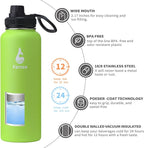 Farsea Insulated Water Bottle With Paracord Handle, Protective Boot and 2 Lids (Straw Lid & Spout Lid), Stainless Steel Water Bottle Wide Mouth, Double Wall Sweat-Proof BPA-Free, 40 oz