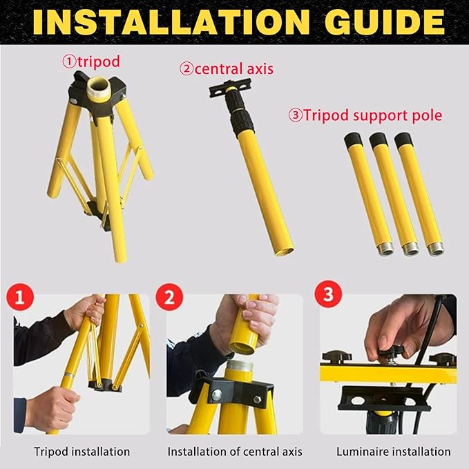 21000 lumens LED Work Light, IP66 Waterproof Portable Work Light, with Tripod, 16.4-Foot (About 5 Meters) Wire; Suitable for Outdoor and Indoor Workshop, Garage, and Construction site Lighting