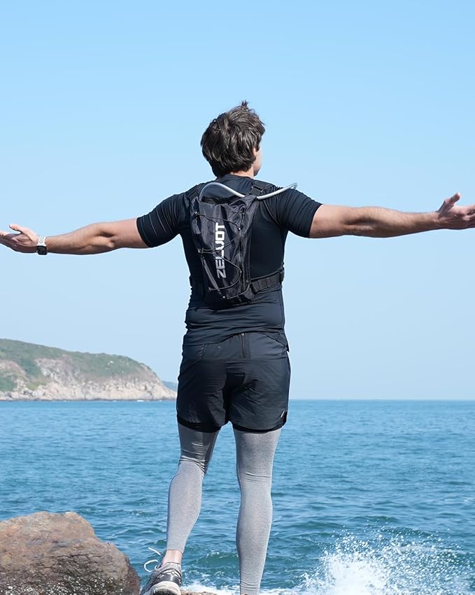 Running Vest with 2L Water Bladder, USA Original Patent, Lightweight Adjustable Chest Pack with Gear Holder, Reflective Running Hydration Vest for Women Men for Marathon