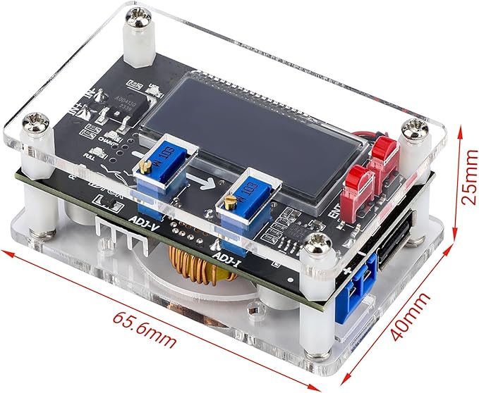 DROK DC Adjustable Buck Converter 2pcs, 24v to 12v Step Down Converter Voltage Regulator 6V-32V to 1.5-32V 5V 5A LCD Power Supply Volt Reducer Step Down Transformer with USB Port and Protective Case