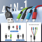Travel Essentials Multi Charging Cable [2Pack 5FT], Car Accessories 4 in 1 Charging Cords, USB Cable Phone Charger with IP/Type C/Type C/Micro, Compatible with Most Phones/Tablets and More