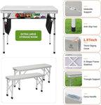 Nice C Folding Picnic Table, Portable Picnic Table, Folding Table with Bench, Outdoor Table and Chairs, Hole for Umbrella, Mesh net Storage, Backyard, Party, Outdoor, Lawn