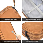 CAAORDKSO Travel Cable Organizer Pouch Electronic Accessories Carry Case Water Resistant Accessories Organizer Pouch Bag for Cable, Cord, Charger, USB, Phone, Power Bank, Earphone (Brown, Medium)