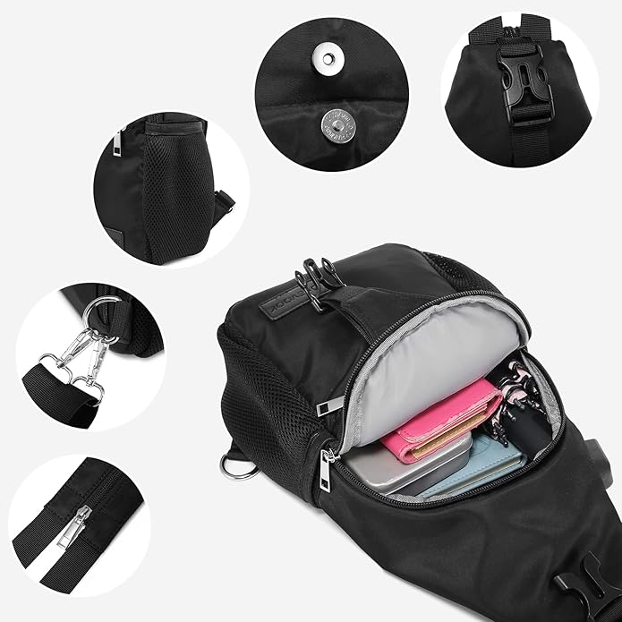 LOVEVOOK Sling Bag for Women Casual Daypack Nylon Crossbody Sling Backpack Travel Shoulder Bag Hiking Daypack