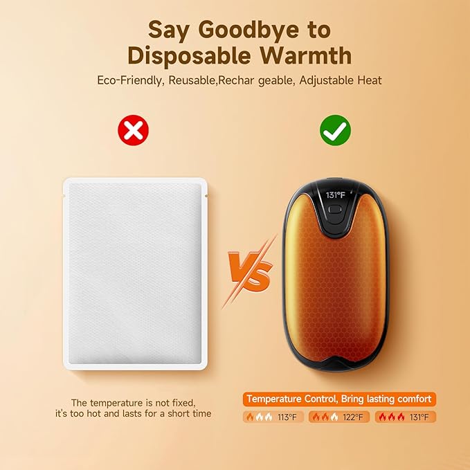 4 Pack Hand Warmers Rechargeable, 3 s Fast Heating USB 2 in 1 Pocket Hand Warmer, 3-Settings Outdoor/Indoor/Camping/Warm Gifts for Women MenKids （Write Black）