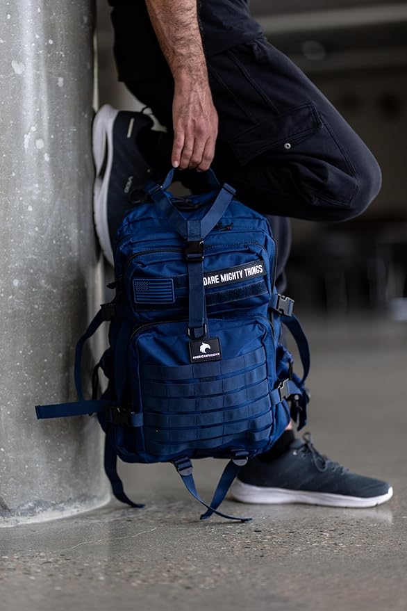 AMERICANPHOENIX 45L Elite Tactical Backpack | 3X Stronger Work & Military Backpack | Water Resistant and Heavy Duty | 3 Day MOLLE Bug Out Bag (Atlantic Blue)