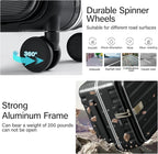 Hanke 20 Inch Carry-On Luggage PC Hard Shell Suitcases for Travel Front Opening Aluminum Frame Travel Luggage Rolling Suitcase with Wheels for Women Man Gifts.(Jet Black)