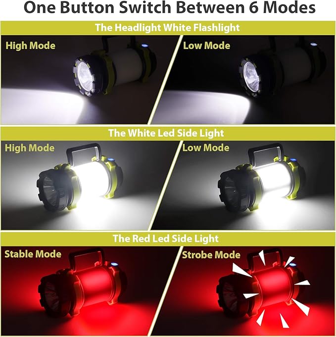 1 Pack Camping Lantern, Outdoor LED Camping Light, Rechargeable Flashlights with 1000LM, 6 Modes, 4000mAh Power Bank, IPX5 Waterproof Portable Emergency Camp Light for Hurricane Hiking - Green