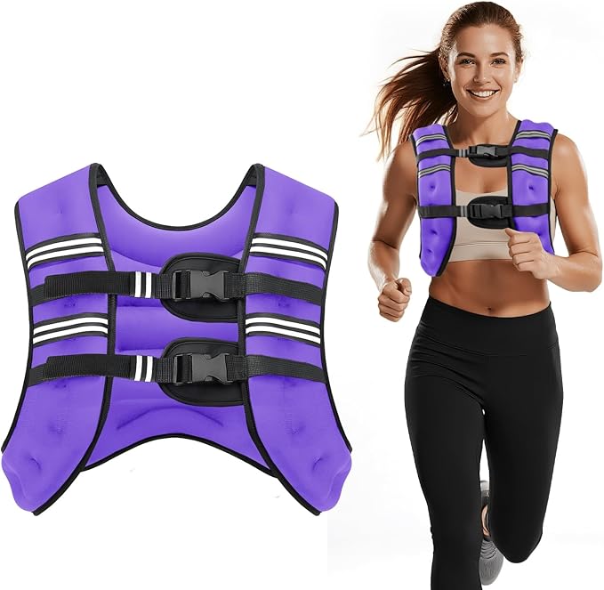 Weighted Vest, 8lb/12lb/16lb/20lb/25lb/30lb Weight Vest with Two Adjustment Straps for Men Women, Weight Vests with Reflective Stripe for Strength Training, Running, Jogging, Walking
