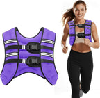 Weighted Vest, 8lb/12lb/16lb/20lb/25lb/30lb Weight Vest with Two Adjustment Straps for Men Women, Weight Vests with Reflective Stripe for Strength Training, Running, Jogging, Walking
