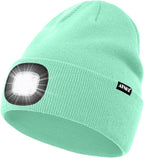 ATNKE LED Lighted Beanie Hat,USB Rechargeable 4 LED Running Headlamp Bright Cap with The Light Gifts for Men and Women