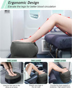 Inflatable Foot Rest Pillow, Kids Airplane Bed, Adjustable 3 Layers Height Leg Rest Pillow, Airplane Travel Essentials Great for Airplane, Office, Home, Trains, Cars